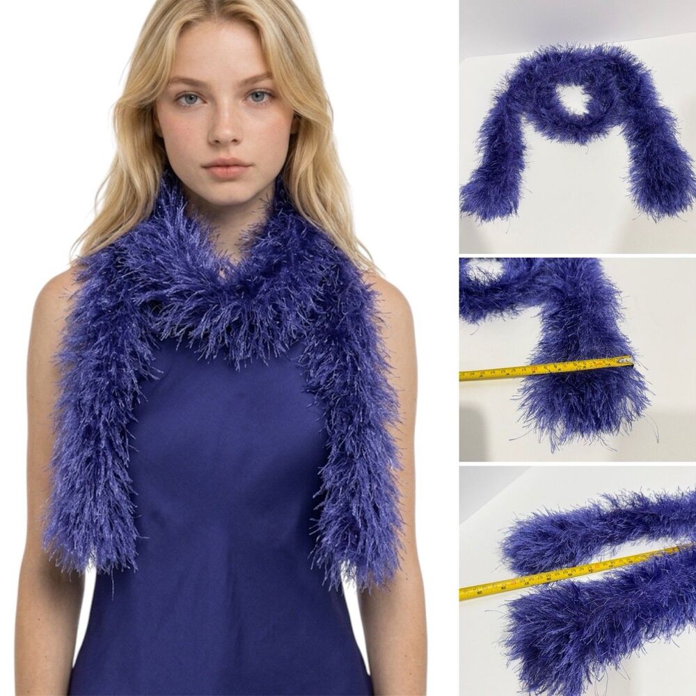 Purple Ostrich Feather Boa Shag Scarf 3”x54" Long Cocktail Costume Accessory - Picture 9 of 9